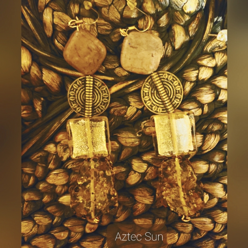 Handmade "Aztec Sun" Earring Set